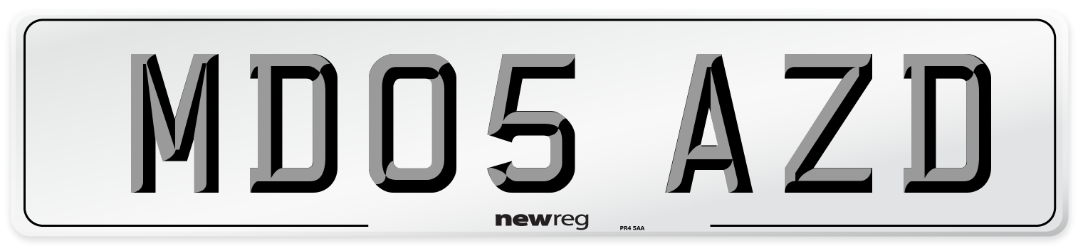 MD05 AZD Number Plate from New Reg